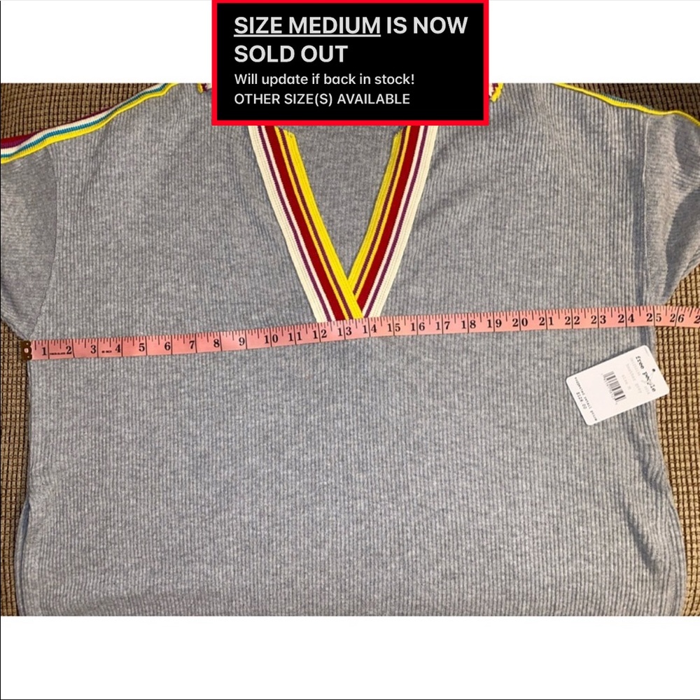🏷 🆕 Free People Gray Crotchet Collar Sweater Top - Picture 9 of 16